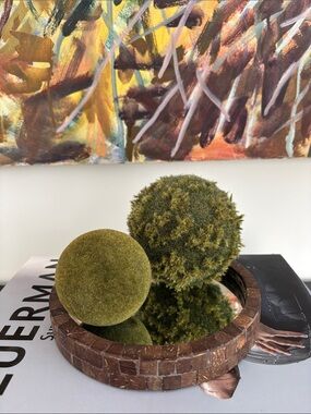 Set (2) Decorative Faux Moss Orbs